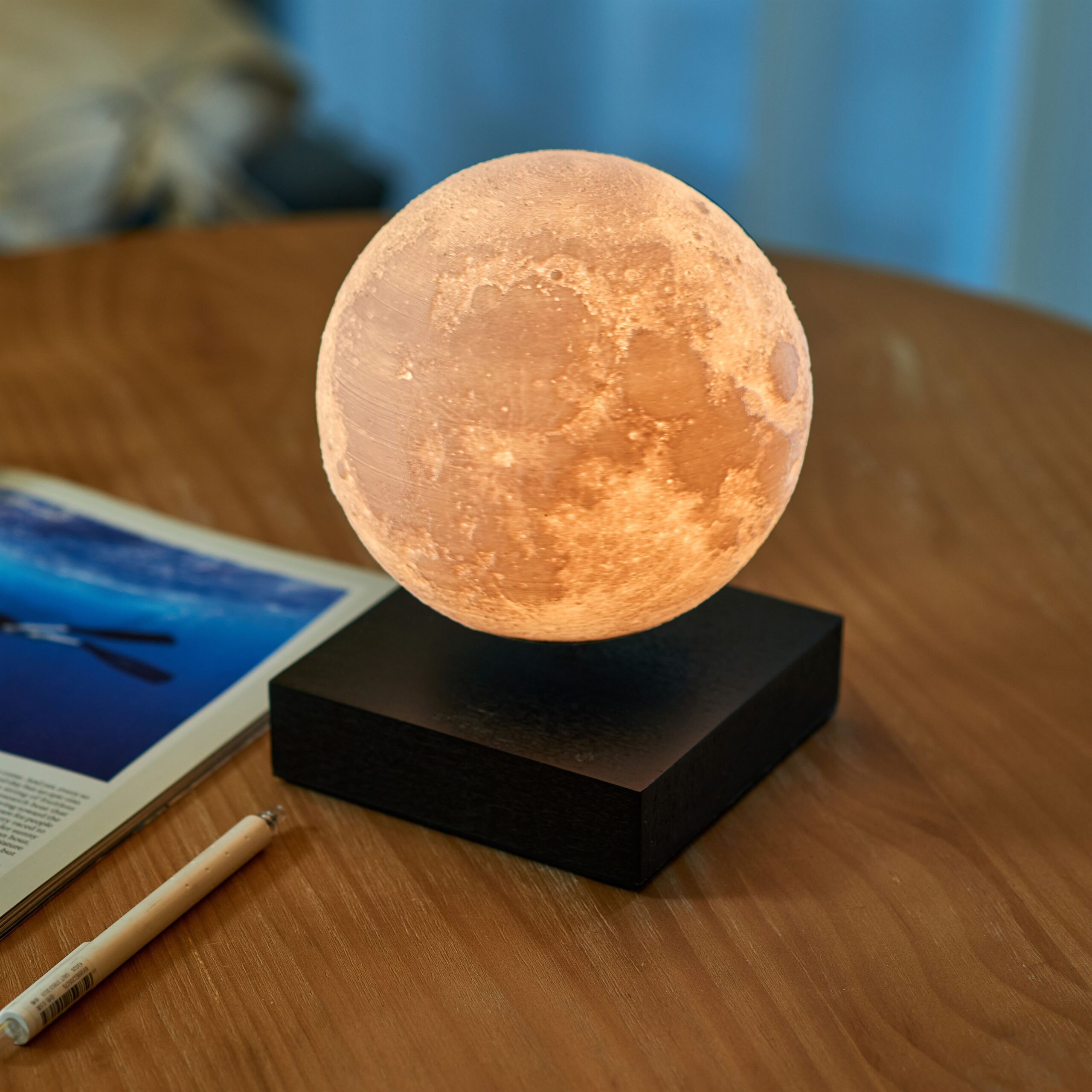 G019BK Smart Moon Lamp Black warm light on table