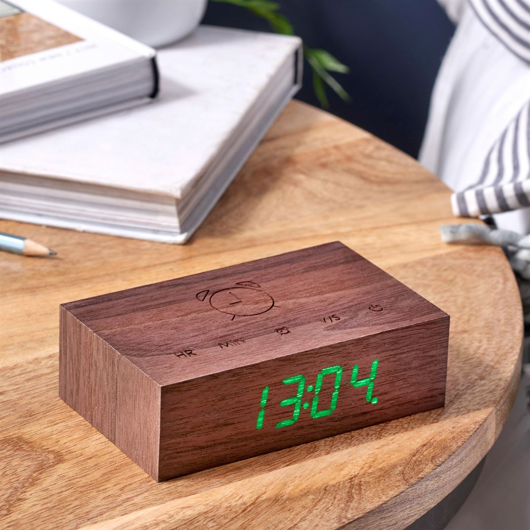 Gingko Flip CLick Clock - Walnut
