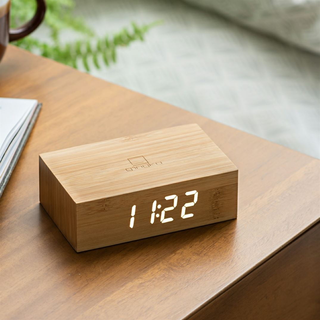 Gingko Flip Click Clock - Natural Bambo