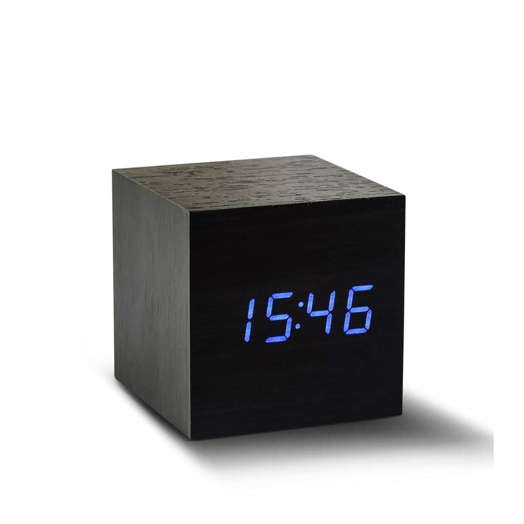 Gingko Cube Click Clock - Black with Blue LED Gingko Cube Click Clock - Black with Blue LED