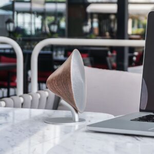 Gingko Mini Halo One SpeakerWalnut laptop