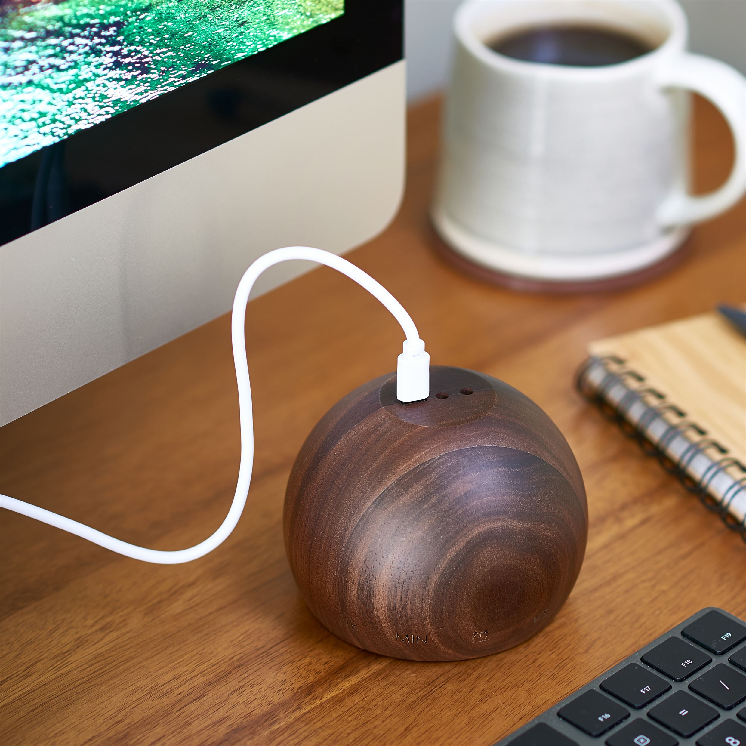 Gingko Tumbler Click Clock Walnut fromt charging