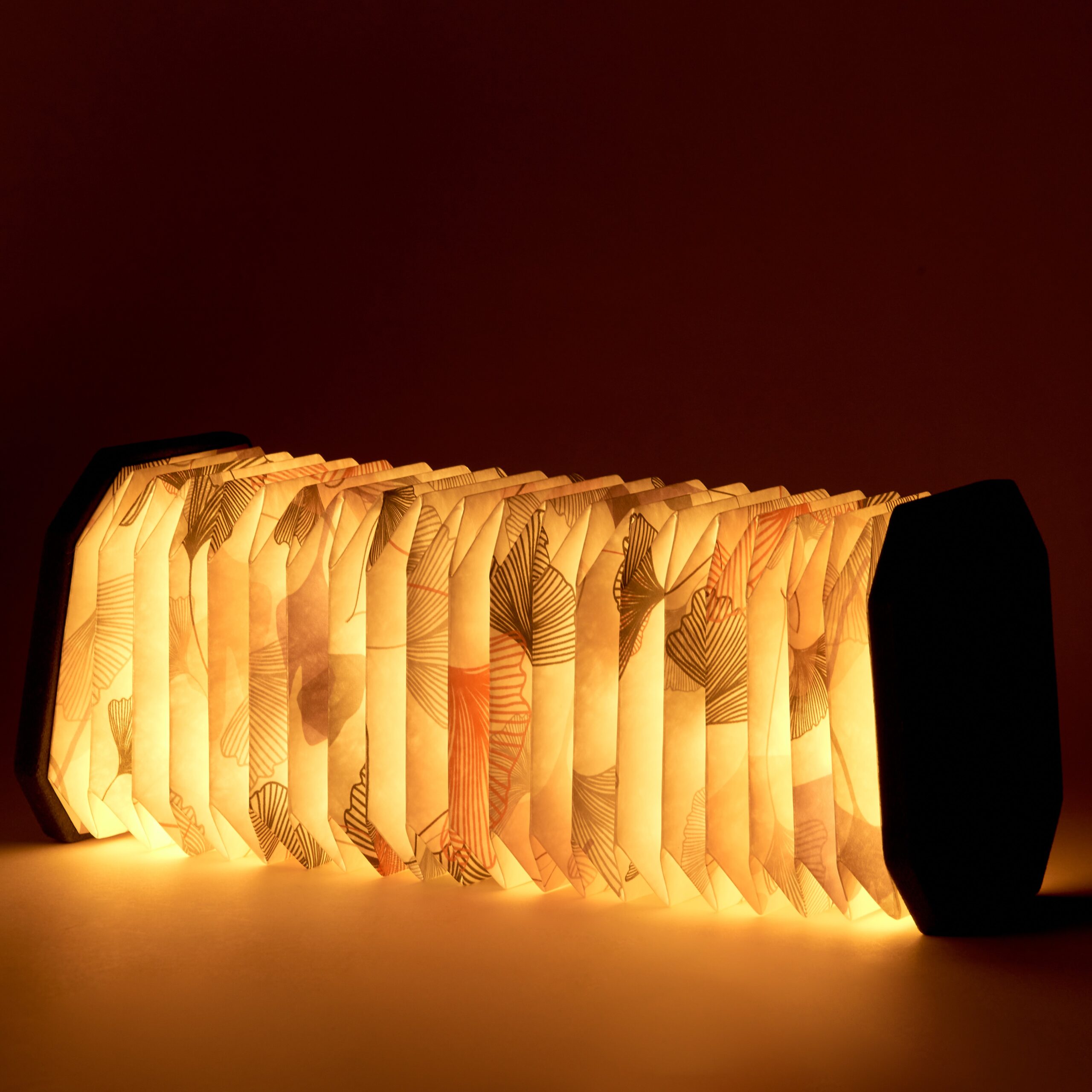 Gingko Velvet Green Gingko Accordion Lamp opened