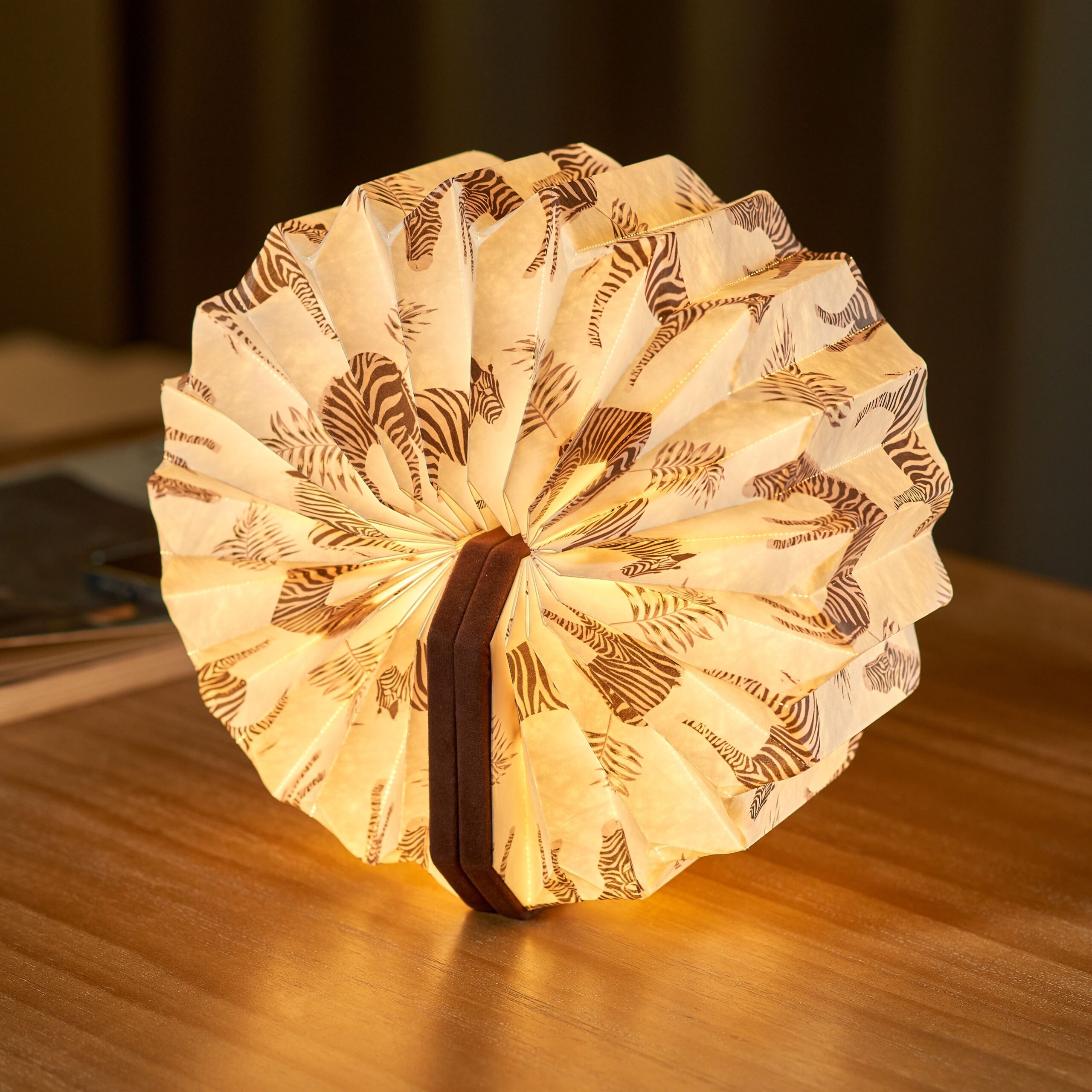 Gingko Velvet Brown Zebra Accordion Lamp 360