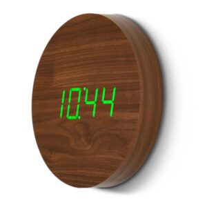 Gingko Wall Click Clock in Walnut closeup