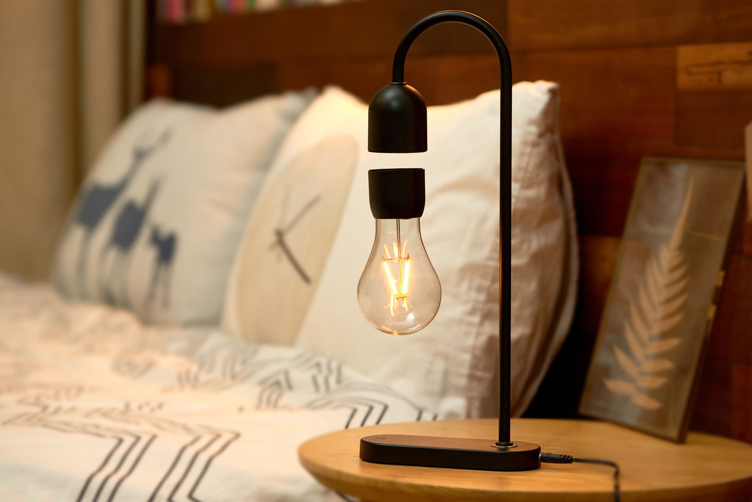 Gingko Evaro floating light bulb bed side lamp Black Finish 2