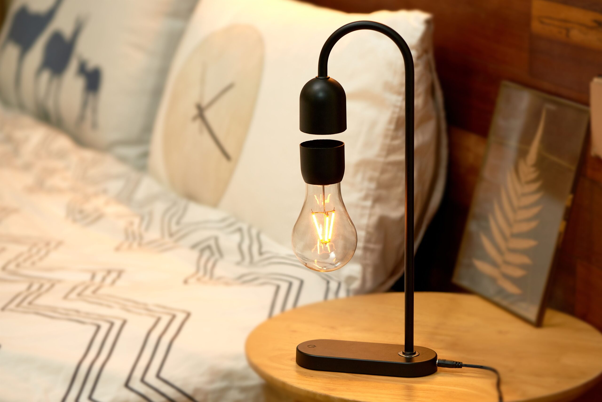 Gingko Evaro floating light bulb bed side lamp Black Finish