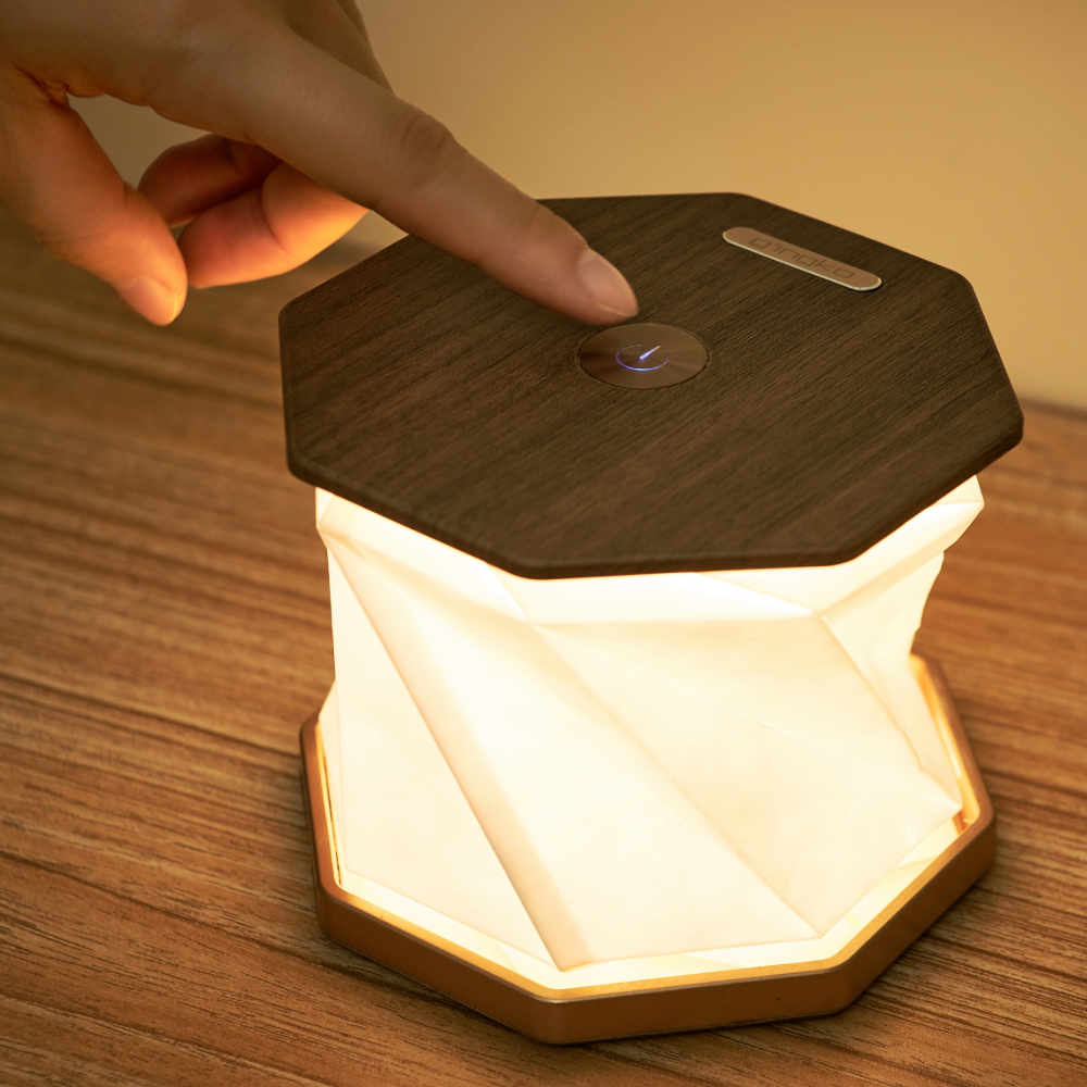 Gingko Hexagon Twist Light Walnut helf opened