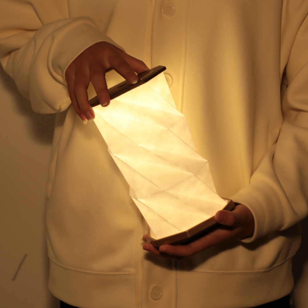 Gingko Hexagon Twist Light Walnut held in hands