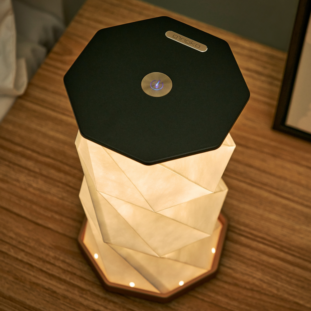 Gingko Hexagon Twist Light touch control Black Gingko Hexagon Twist Light Black top view