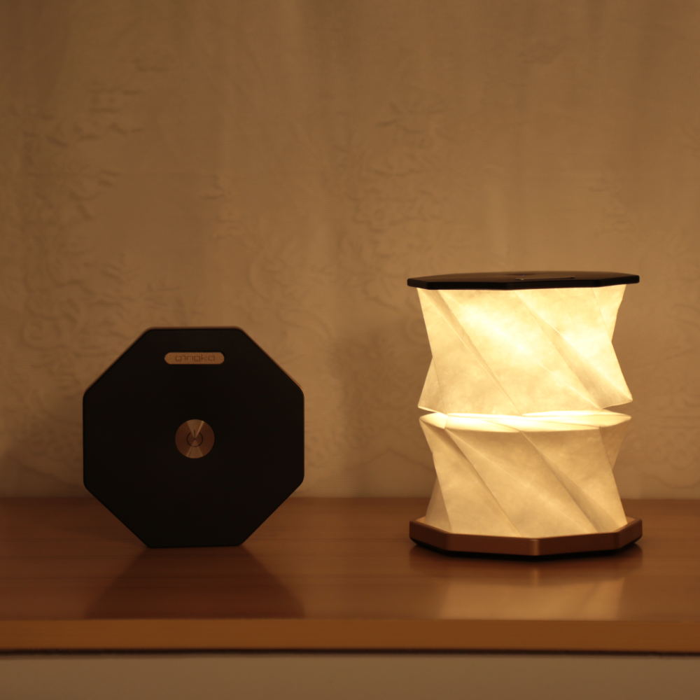 Gingko Twist Hexagon Light Gingko Hexagon Twist Light open and closed