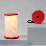 Gingko Mini Twist Hexagon Lamp - Coral Red - Free Delivery