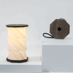 Gingko Mini Twist Hexagon Lamp - Walnut Drift - Free Delivery